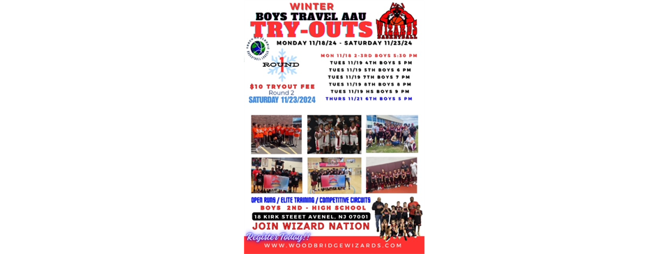 AAU WINTER BOYS Tryouts (2nd - HS) 