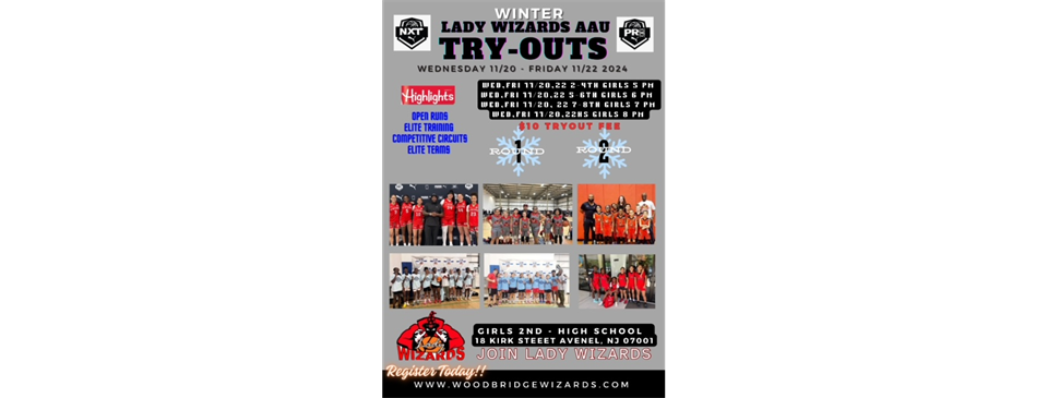 AAU WINTER GIRLS Tryouts (2nd - HS) 